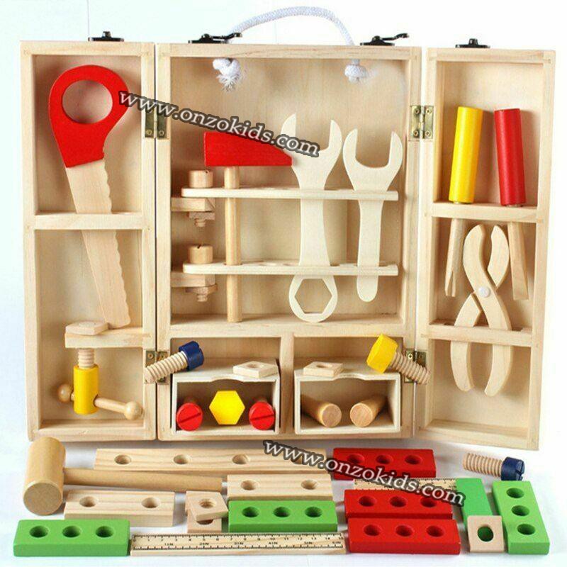 Boîte à outils portatif en bois pour enfant – Image 4