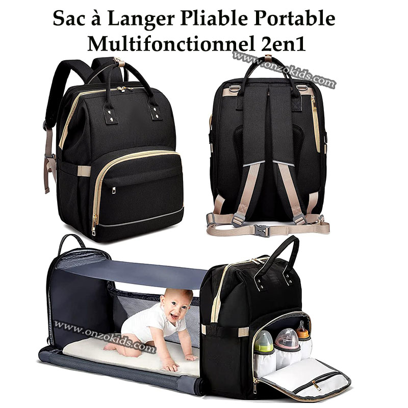 Sac à Langer Pliable Portable Multifonctionnel 2en1 – Image 2