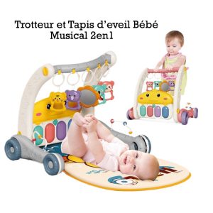 Trotteur et Tapis d’eveil Bébé Musical avec jouets